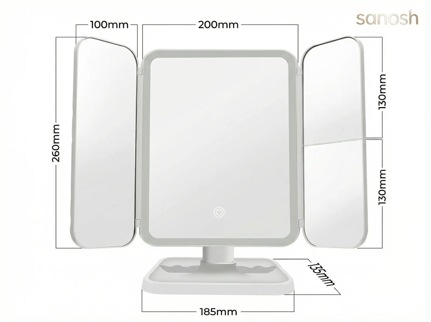 Sanosh Touch LED 3 Kanatlı Makyaj Aynası