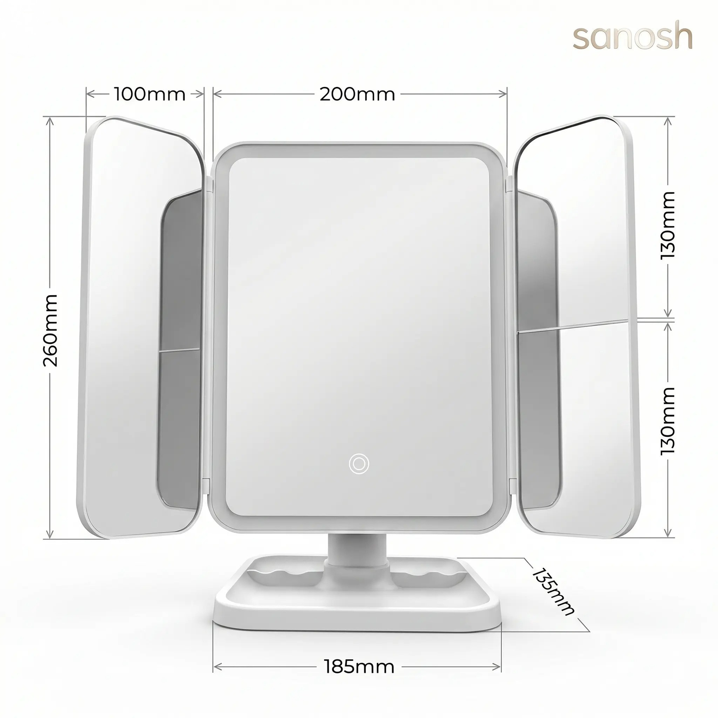 Sanosh Touch LED 3 Kanatlı Makyaj Aynası